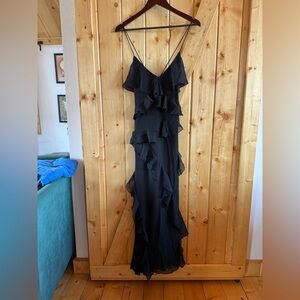 TCEC Black Ruffled Maxi Dress
